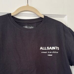 AllSaints Black Crewneck T-Shirt Medium